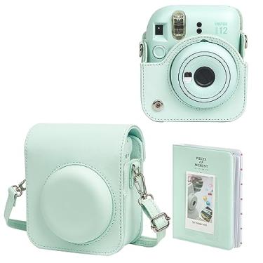 Imagem de WOGOZAN Capa protetora para câmera instantânea Fujifilm Instax Mini 12 - com orifícios sensíveis à luz, ajuste de lente inferior direita, especialmente projetada para câmera Mini 12 (verde menta)