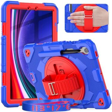 Imagem de Timecity Para Samsung Galaxy Tab S10 FE/ S9 FE 5G 10,9 polegadas/S9 11 polegadas (SM-X510/SM-X516/SM-X710/SM-X716B/ SM-X718U): Capa protetora resistente com protetor de tela, suporte - azul escuro