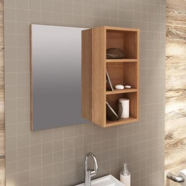 Imagem de Armário Para Banheiro Com Espelho E 3 Nichos - Amêndoa