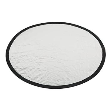 Imagem de Refletor de fotografia dourado prateado portátil, reflete boa textura, detalhes claros, preenchimento de luz suave com pano e metal, mostrado (30 cm)