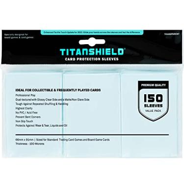 Imagem de TitanShield Premium Clear Card Sleeves Compatible with Standard Sized Board Games, MTG Magic The Gathering, Pokemon, Lorcana and Trading Cards 2.5" x 3.5" 66x91mm (150 Sleeves)