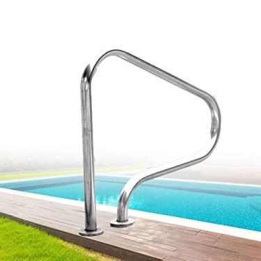 Imagem de Corrimãos de piscina para segurança de piscina enterrada em aço inoxidável 304 corrimão de piscina à prova de ferrugem, trilho de escada de piscina