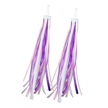 Imagem de Colaxi Crianças fitas de bicicleta borla fitas novidade 8 polegada comprimento criança guiador streamers para triciclo equitação monociclos, Rosa Roxo Branco
