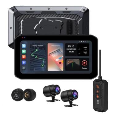 Imagem de XRC TECH Tela veicular para motocicleta 2K com lente dupla de 15,9 cm, com WiFi GPS Navigation CarPlay/Android Auto, monitoramento de pressão dos pneus em tempo real, Bluetooth duplo 5G, IP65 à prova
