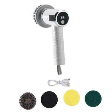 Imagem de WeiLaiKeQi Escova de limpeza elétrica com 4 cabeças de escova, escova de limpeza de banheiro, esfregão de chuveiro para banheira, piso de ladrilho, cozinha