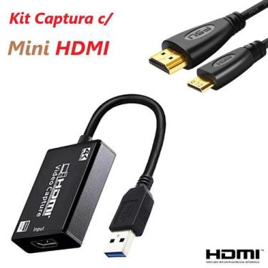 Imagem de Kit Captura com Placa Captura + Cabo Mini HDMI Vídeo 30fps Hdmi 3.0 Fu