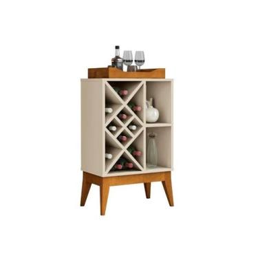 Imagem de Aparador / Bar / BA Com Adega e Nichos Modelo Retrô Com Pés em Madeira