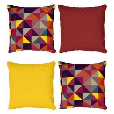 Imagem de Kit 4 Capas De Almofadas Decorativas Escandinavo Triângulo Vermelho - 