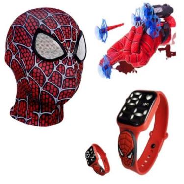 Imagem de Máscara,luva lança-dardos e relógio infantil Homem-Aranha_E - SMACTUDO