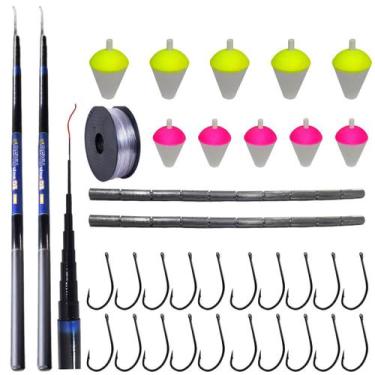 Imagem de Kit 2 Vara de Pesca Telescópica Lisa Gomo Curto Fibra de Vidro com Cap