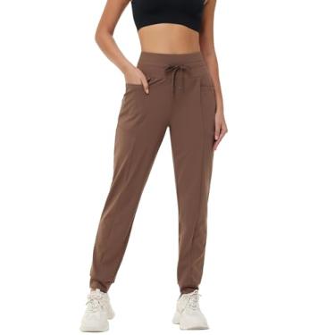 Imagem de Blaosn Calça de corrida atlética feminina, cintura alta com bolsos, academia, treino, caminhada, golfe, roupas modernas, Marrom, PP