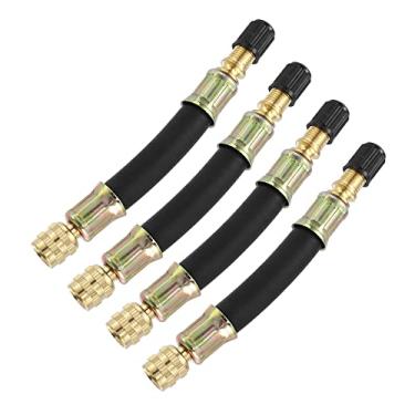 Imagem de X AUTOHAUX 4 peças Extensão de Válvula de Pneu Ferramenta Adaptador de Haste de Válvula Dupla Flexível Tubos Extensores de Haste 10 cm / 3,9" para Carro Caminhão Bicicleta Trailer RV Compressor de Ar