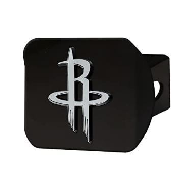Imagem de FANMATS Capa de engate de metal preto Houston Rockets com logotipo do time cinza 3D, design redondo moldado exclusivo – fácil instalação em caminhões, SUV, carro - presente ideal para fãs de basquete