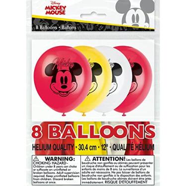 Imagem de Disney Mickey Mouse Balões de látex estampados em cores sortidas - (30,5 cm) Pacote com 8 - Decorações perfeitas para festas de aniversário e celebrações temáticas da Disney