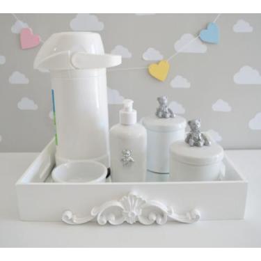 Imagem de Kit Higiene Bebê Porcelana Térmica Quarto K028 Urso - Ciranda Arte Cri