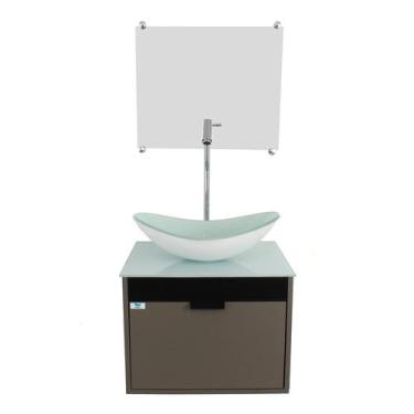 Imagem de Gabinete Armário Banheiro 40cm Cuba Oval Branca com Espelho - Cubas e 