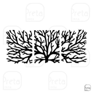 Imagem de Escultura de Parede Decorativo Arvore de Outono 60x139cm - Linha Preta