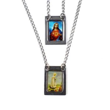 Imagem de Escapulário Nossa Senhora de Fatima Aço inox foto 1,5x32 cm - Lua Míst