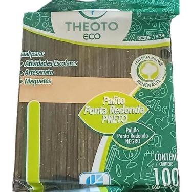 Imagem de 100 Palito Picolé Sorvete Ponta Redonda Theoto - 6 Cores, Preto