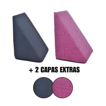 Imagem de Kit 2 Travesseiro Triangular Encosto Espuma Antirefluxo Apoio Costas A