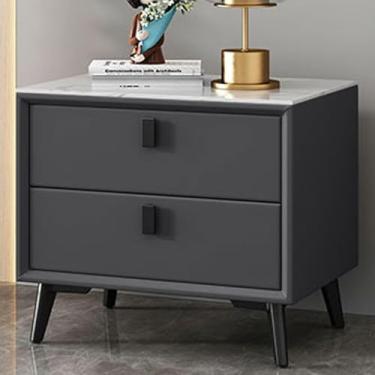 Imagem de Mesa de cabeceira com gavetas, mesa de cabeceira moderna, mesas laterais, quarto, mesa de canto com tampo de mármore, para sala de estar/quarto, cinza escuro, G - 40 cm