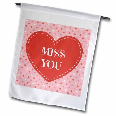 Imagem de 3dRose Miss You, fundo de design de bolinhas - Bandeira de jardim, 30,48 x 45,72 cm