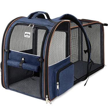 Imagem de Lekebobor Mochila Extra Grande Para Gatos, Mochila Expansível Para Animais De Estimação, Para Cães Pequenos, Gatos Médios Cabem Até 18 Libras, Mochila Para Cães, Mochila Dobrável Para Cachorros, Para