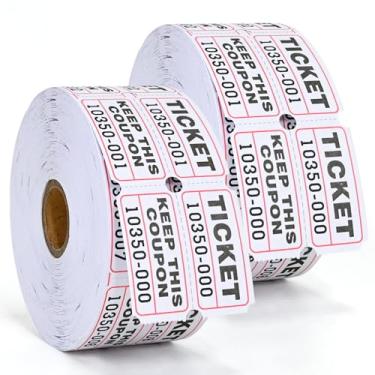 Imagem de L LIKED 2000 Raffle Tickets 50/50 Raffle Ticket 2 rolos de 1000 bilhetes duplos para eventos, entrada - branco