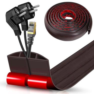 Imagem de Escondedor de cabo autoadesivo com cavidade de 2 x 0,9 cm, gerenciamento de cabos de perfil baixo de 3 m, protetor de faixa de extensão para fios, evita viagens de cabos para escritórios, academias e