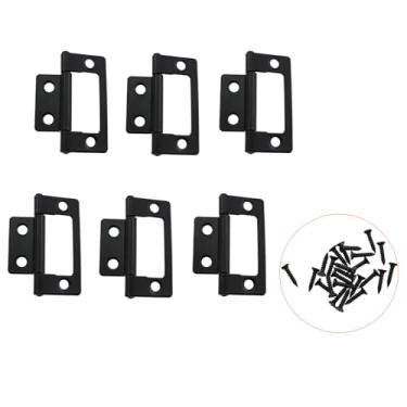 Imagem de KKUANG Dobradiça de metal preta, 6 peças, 51 x 24 mm, dobradiça dupla para armário de bumbum, dobradiça de porta, sem encaixe, dobradiça de porta de móveis, caixa de embalagem, acessório de ferragens,