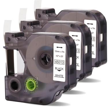 Imagem de DYKJGS Refil de fita compatível com fita de etiqueta Dymo D1 A45013 S0720530 preto sobre branco substituição para Dymo LabelManager 280 160 210D 360D 420P Labelpoint 150 250 etiquetas, pacote com 3