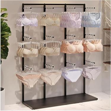 Imagem de Suporte de exibição de lingerie para loja de roupas, organizador de roupas íntimas de boutique, suporte para bolsa, calcinha multifuncional, sutiã, luvas, meias, prateleiras comerciais, preto, 100 x
