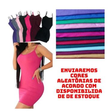 Imagem de KIT C/3 Vestidos Canelado Alcinha Curto Variados - Emporio J, Alça c, 
