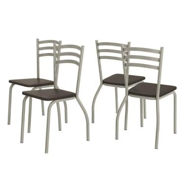 Imagem de Kit 4 Cadeiras De Cozinha Portugal 4c007nk Aço 4 Uni Niquel Courano Preto
