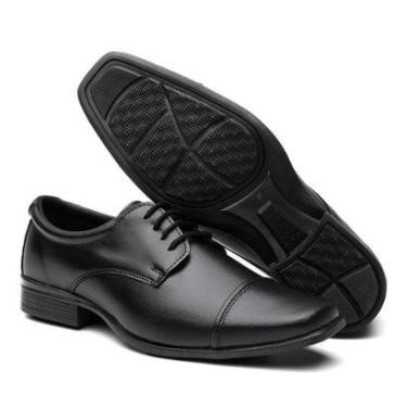 Imagem de Sapato Social Derby de Amarrar Bico Quadrado Salto Baixo Palmilha Confort Sola Ant Derrapante-Masculino