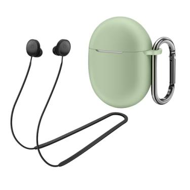 Imagem de Capa para Google Pixel Buds Pro 2 (2024), alça antiperda, capa de silicone com chaveiro, cordão esportivo para mulheres, homens, meninas e meninos para Google Pixel Buds Pro 2 (capa capim-limão + alça