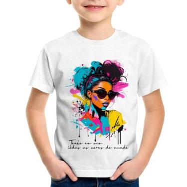 Imagem de Camiseta Infantil Tenho em mim todas as cores do mundo - Foca na Moda,