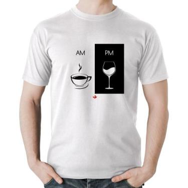 Imagem de Camiseta Algodão AM Café PM Vinho - Foca na Moda, Branco, P