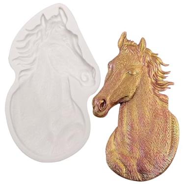 Imagem de Moldes de silicone de cavalo, moldes de fondant de chocolate com cabeça de cavalo, moldes de cozimento de bolo para decoração de bolos de açúcar, topo de cupcake, pasta de goma de chocolate, argila de