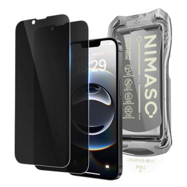 Imagem de NIMASO Protetor de tela para iPhone 16e/13 Pro/13/14, pacote com 2 protetores de tela de vidro temperado de privacidade para iPhone 16e, antiespião de 28°, remoção automática de poeira, instalação