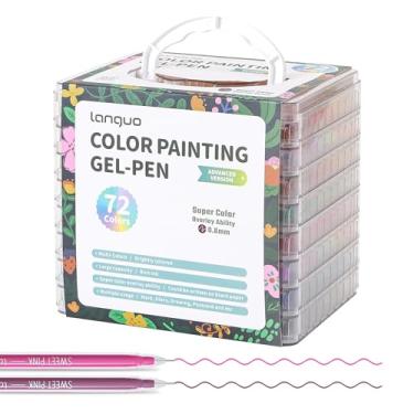 Imagem de languo Canetas de gel para livros de colorir para adultos, conjunto de 72 cores, canetas coloridas de gel, canetas de gel perfeitas para desenho de adultos, diários, materiais de arte e artesanato DIY