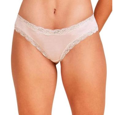 Imagem de Calcinha Tanga Brasileira Cós e Cavas Renda Respirável Hope, Bege ball