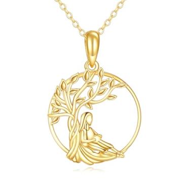 Imagem de KECHO Colar de livro de presente para amantes de leitura de ouro 14K, árvore da vida, joias, presente de formatura, Ouro, Zircônia cúbica