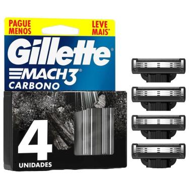 Imagem de Carga de Aparelho para Barbear Gillette Mach3 Carbono 4 Unidades Leve Mais Pague Menos