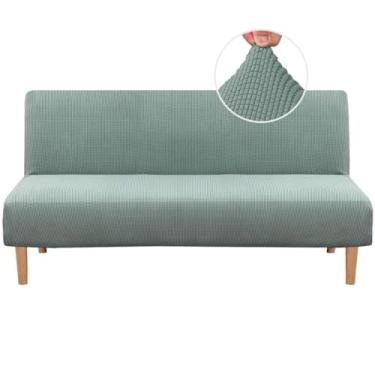 Imagem de H.VERSAILTEX Capa Protetora de Sofá de Cama Sem Braços, Capa de Futon, Elástica, Texturizada, Lycra, Alta Elastano, Pequenos Xadrezes, Têxtil Jacquard, Lavável na Máquina, Futon Sage