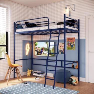 Imagem de Beliche Suspenso de Ferro Solteiro - Nick - Camas & Beliches, Azul del