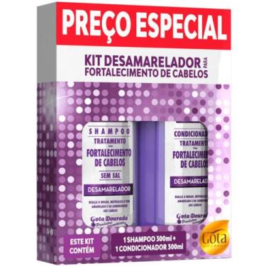 Imagem de Kit Gota Dourada Shampoo + Condicionador 300ml Matizador Desamarelador