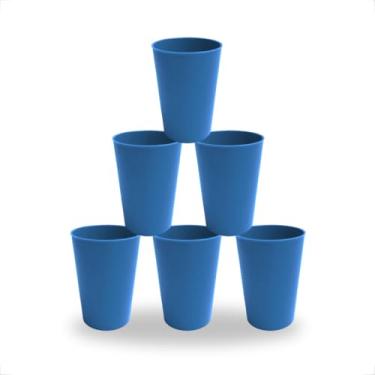 Imagem de Kit 4 Copos Plásticos Coloridos 200ml Infantil Reutilizável p/Merenda Escolar e Festas (Azul)