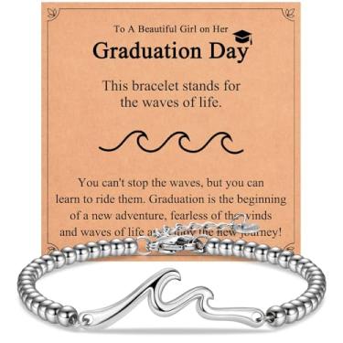 Imagem de IKIATY Presentes para melhor amiga, irmã, filha, sobrinha, sobrinha, pulseira The Wave of Life, Natal, aniversário, dia dos namorados, formatura, presente para mulheres, adjustable, Aço inoxidável