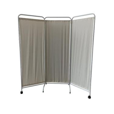 Imagem de Biombo Hospitalar Triplo Esmaltado Algodão Cru 180x200cm - Metal Solut